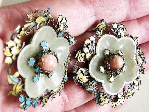 Flower  5 Pair in gilt silver mountings - (5112)